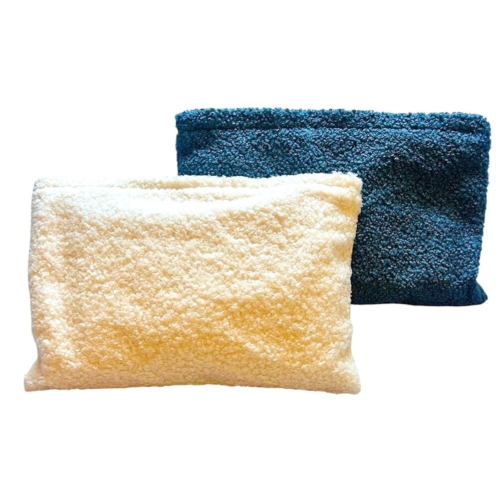 Ulta Sherpa Makeup Travel Pouch Bundle Teal Cream Cosmetic Bags